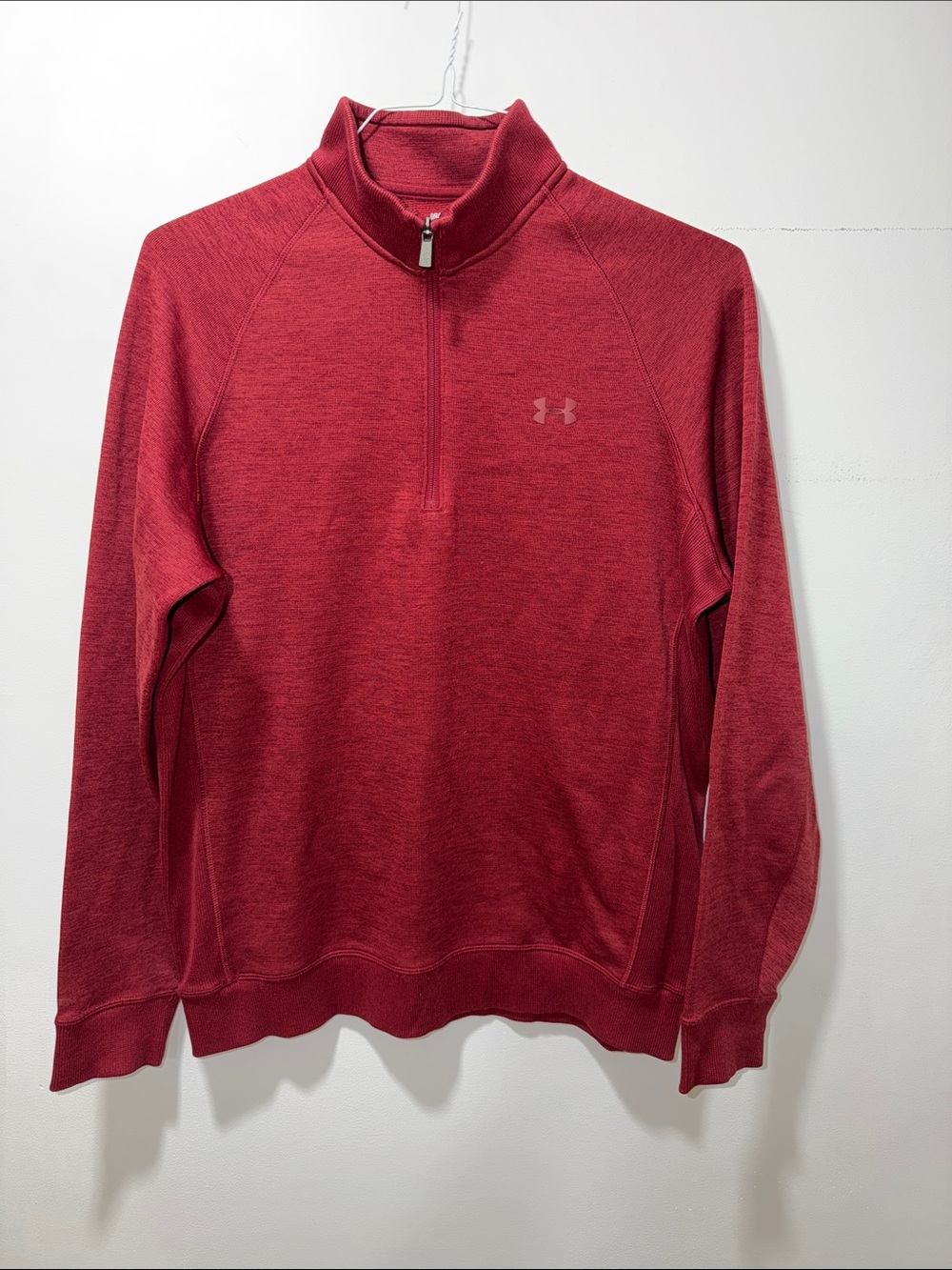 Under Armour Men ColdGear Red 1/4 Zip Pullover Large Outdoor Activewear Workout